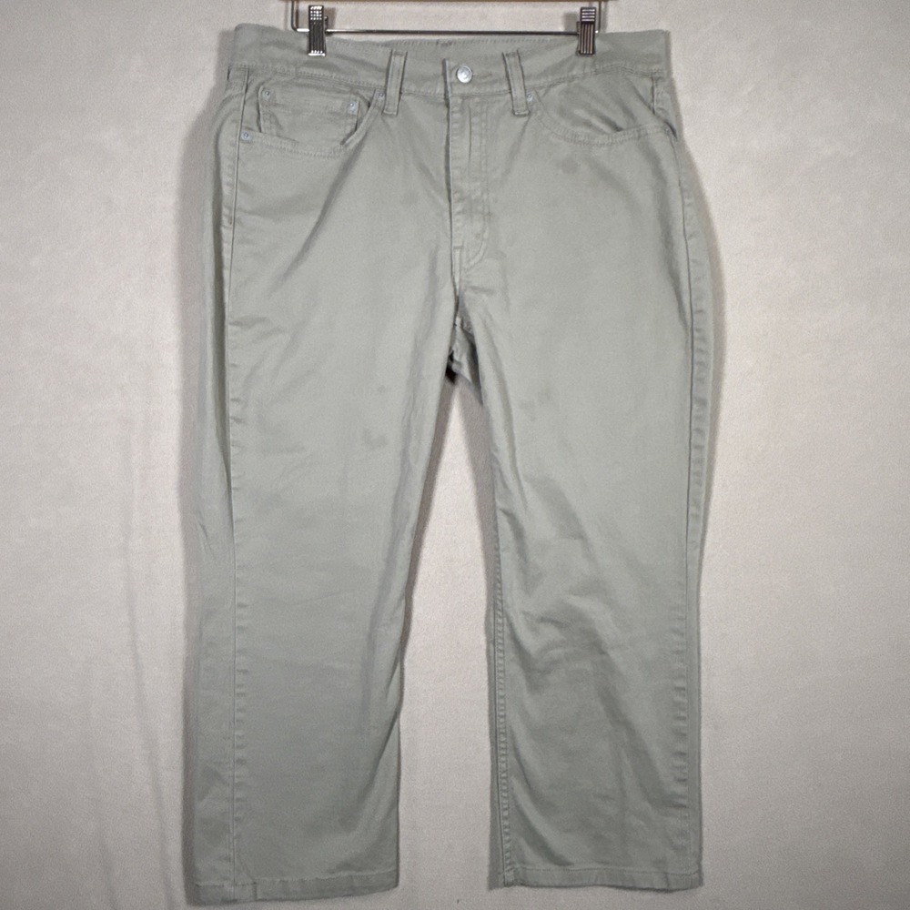 Levi's 514 Regular Fit Stretch Beige Wash Straight Leg Jeans Mens 36x24 *Hemmed